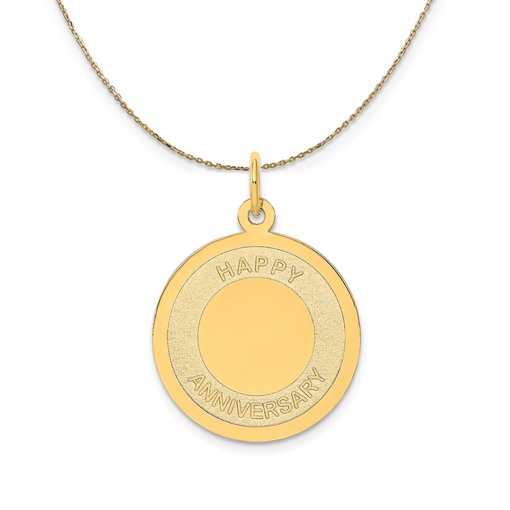 14k Yellow Gold Happy Anniversary Disc Necklace