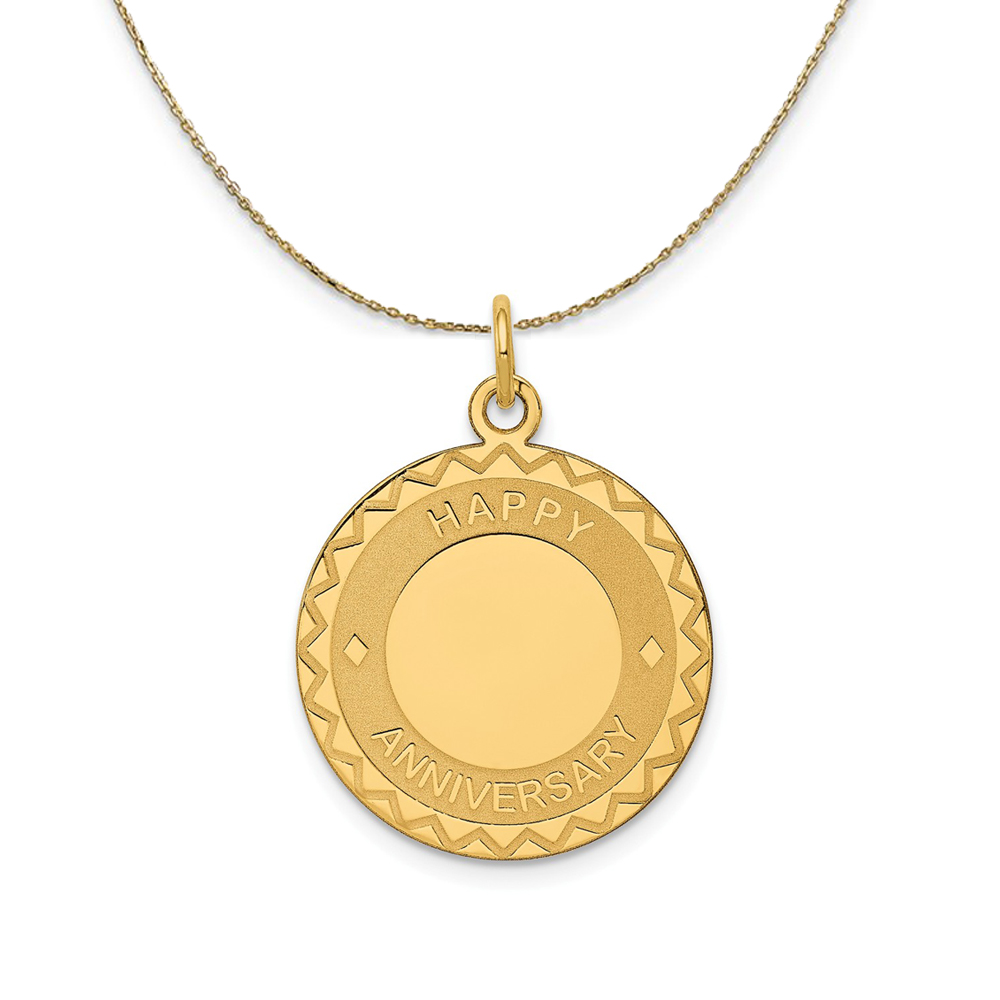 14k Yellow Gold Happy Anniversary Disc Necklace