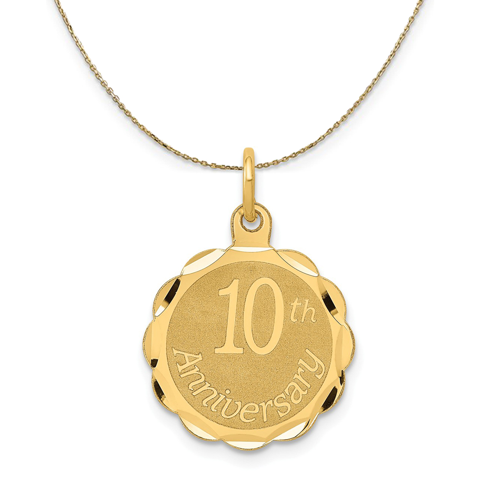 14k Yellow Gold 10th Anniversary Circle Necklace