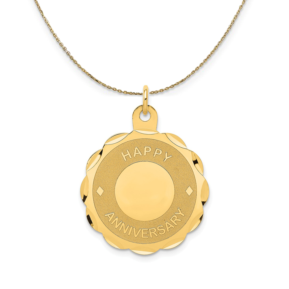 14k Yellow Gold Happy Anniversary Circle Necklace