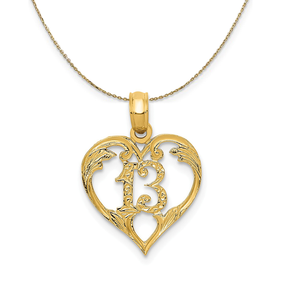 14k Yellow Gold 13 In Heart Cut Out Necklace