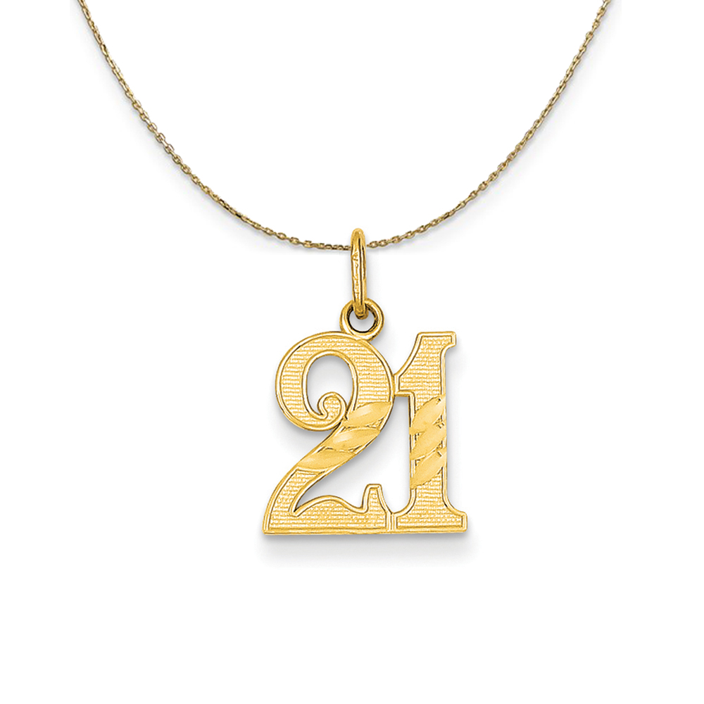 14k Yellow Gold Diamond Cut 21 Necklace