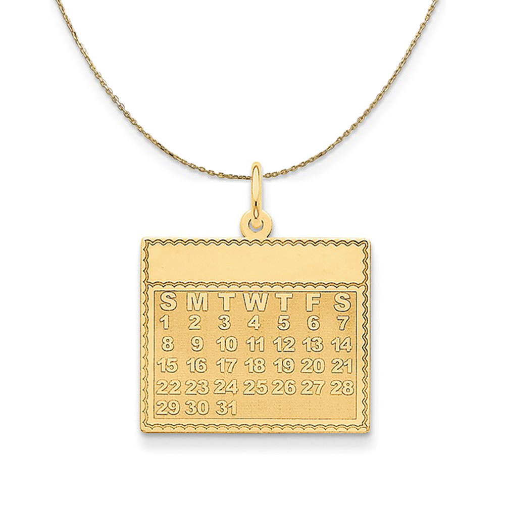 14k Yellow Gold Sunday Start Perpetual Calendar Necklace