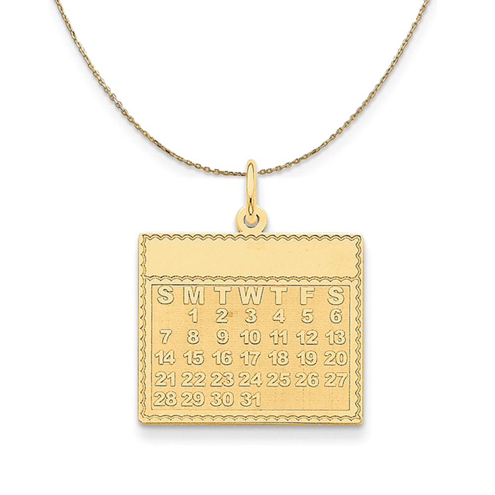 14k Yellow Gold Monday Start Perpetual Calendar Necklace