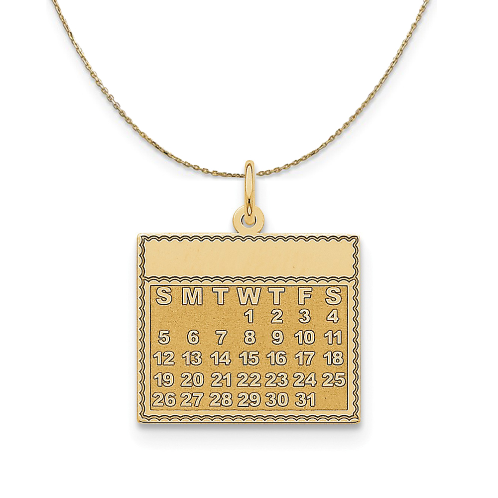 14k Yellow Gold Wednesday Start Perpetual Calendar Necklace