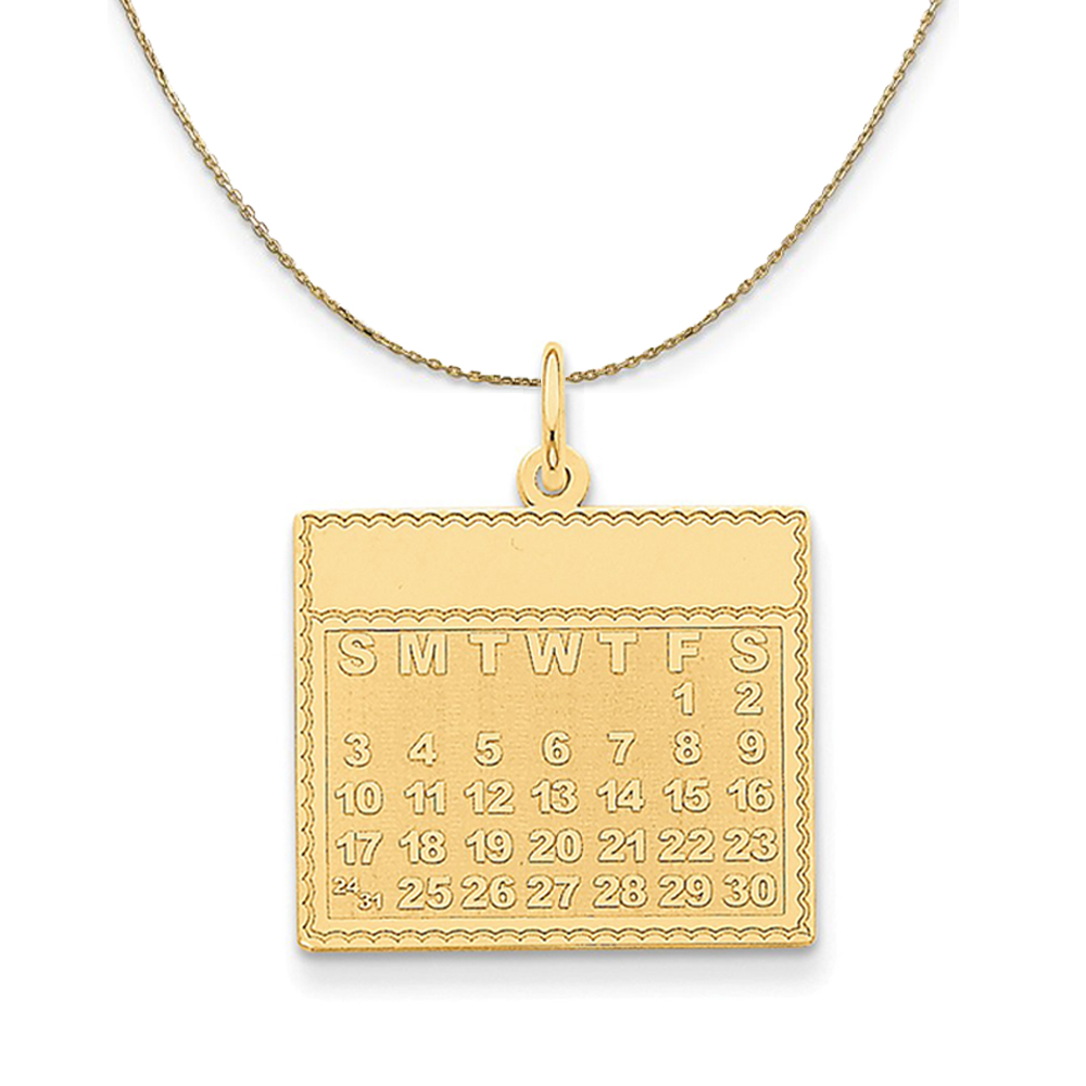 14k Yellow Gold Friday Start Perpetual Calendar Necklace