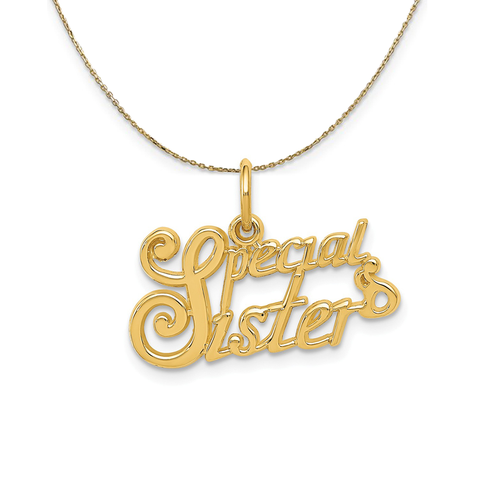14k Yellow Gold 21mm Special Sister Necklace
