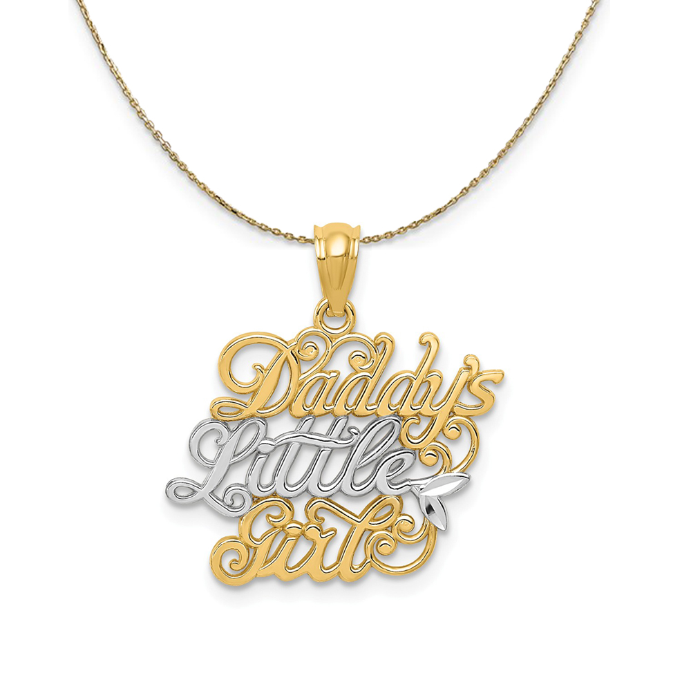 14k Yellow Gold & Rhodium Daddy's Little Girl, 21mm Necklace