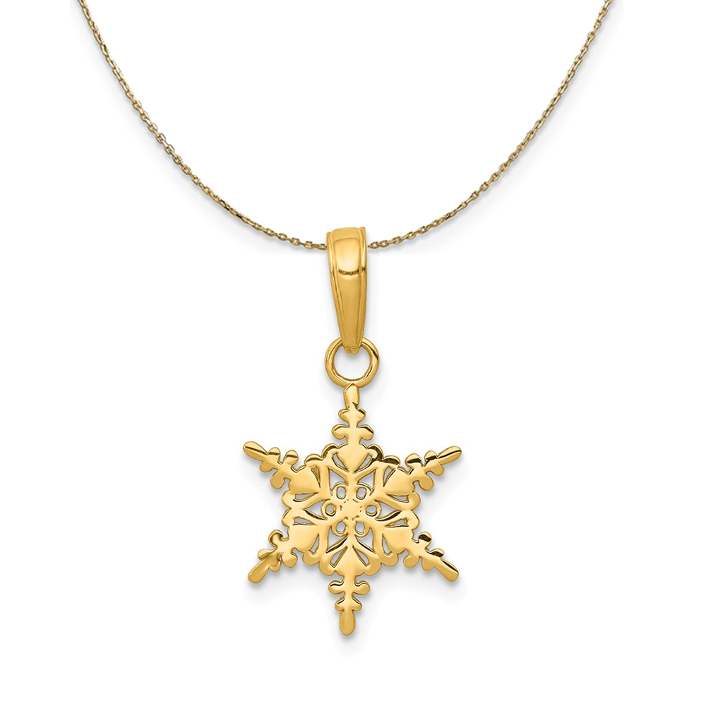 14k Yellow Gold Polished Snowflake Necklace