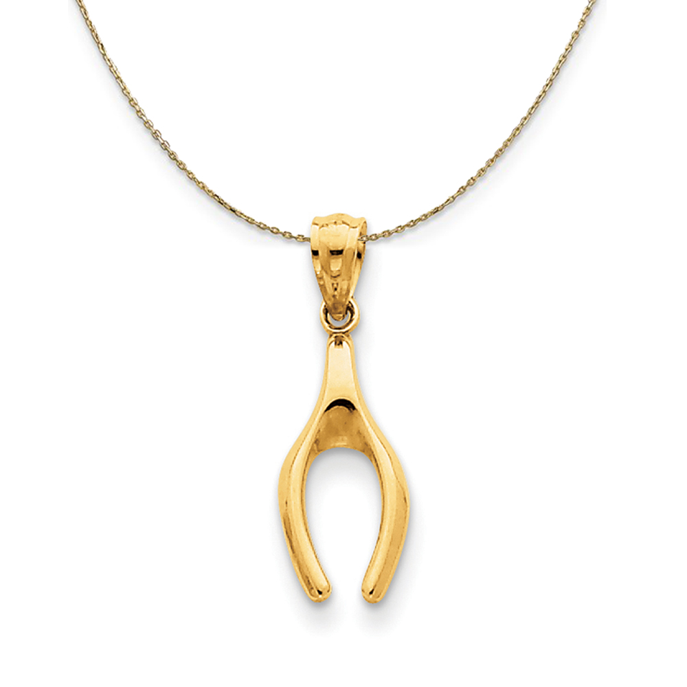 14k Yellow Gold Wishbone (22mm) Necklace