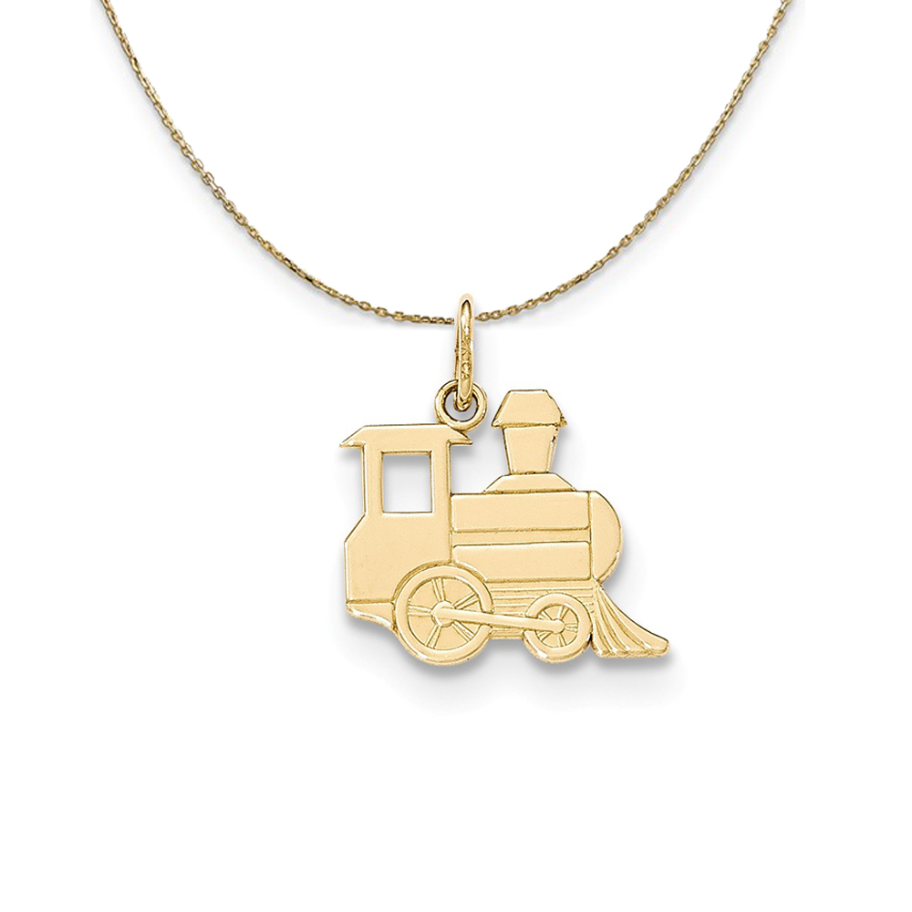 14k Yellow Gold Flat Toy Train (18mm) Necklace