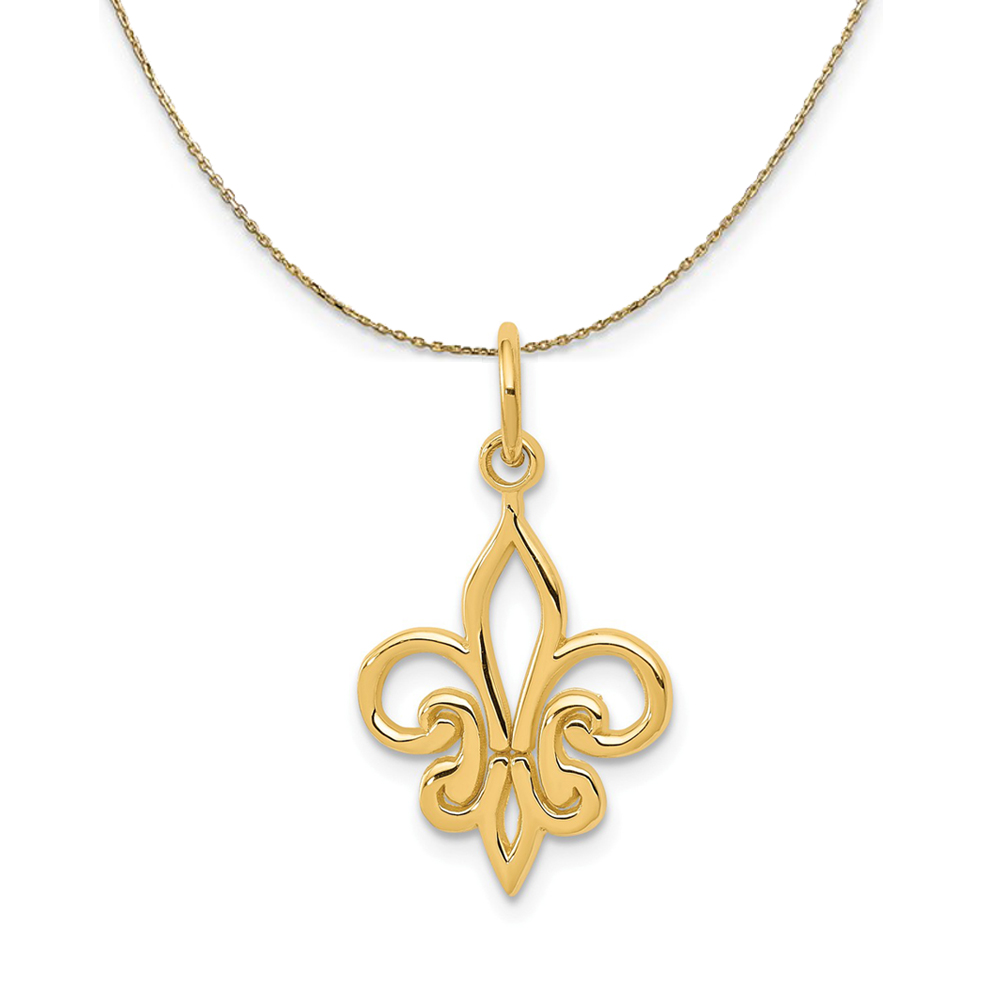 14k Yellow Gold Fleur De Lis Necklace