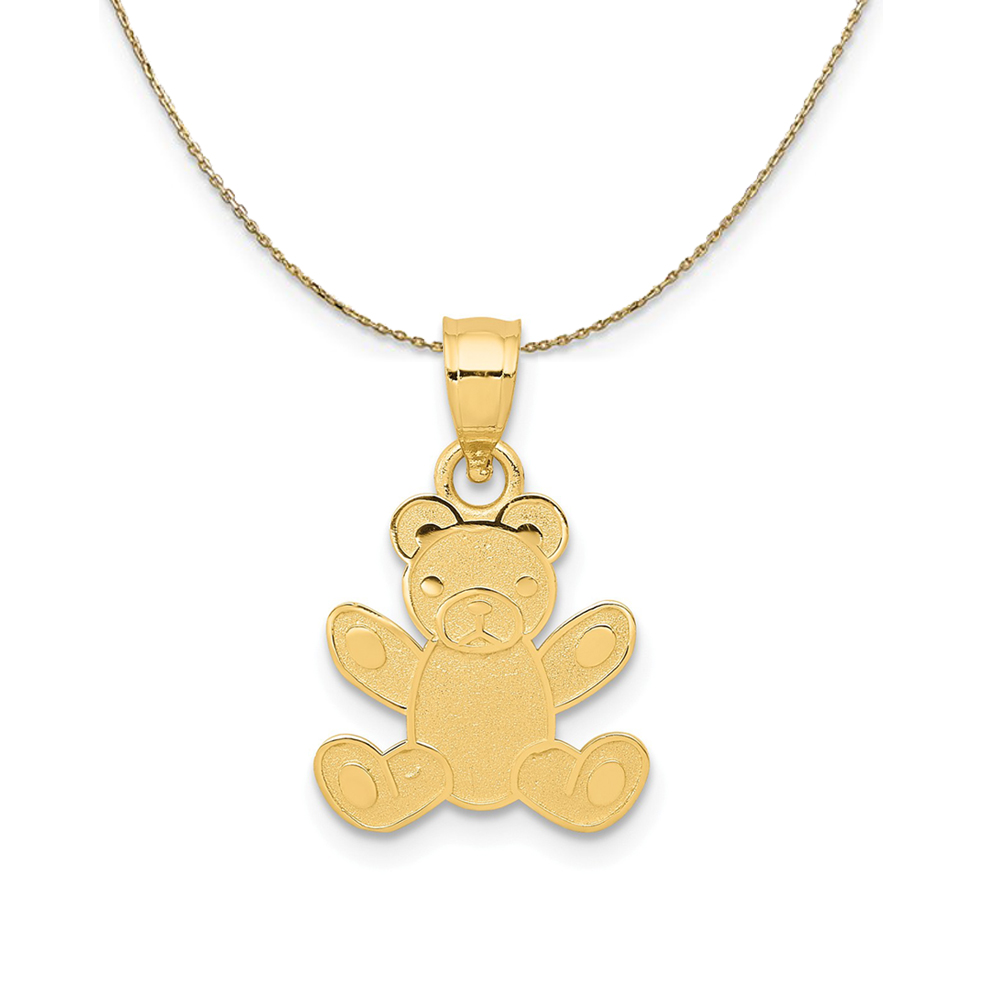14k Yellow Gold Polished Teddy Bear (11mm) Necklace