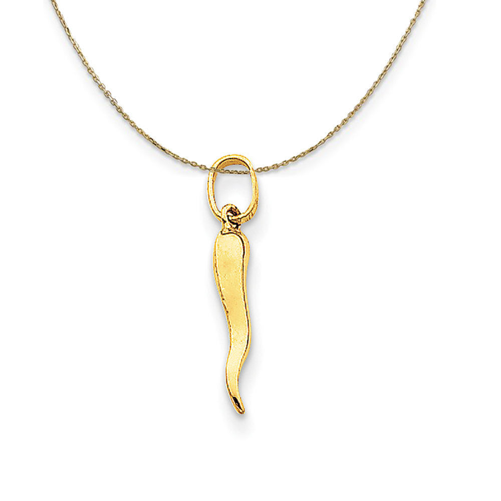 14k Yellow Gold Hollow Italian Horn Necklace