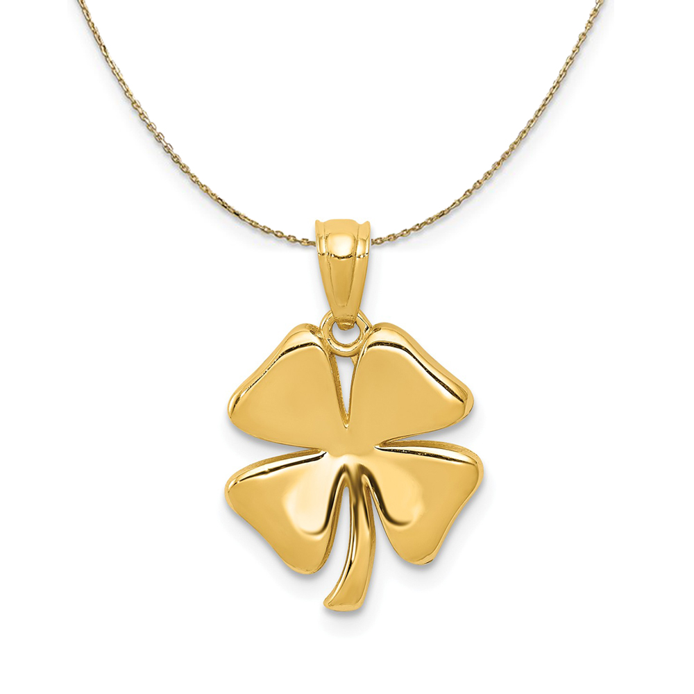 14k Yellow Gold Polished Four Leaf Clover Necklace