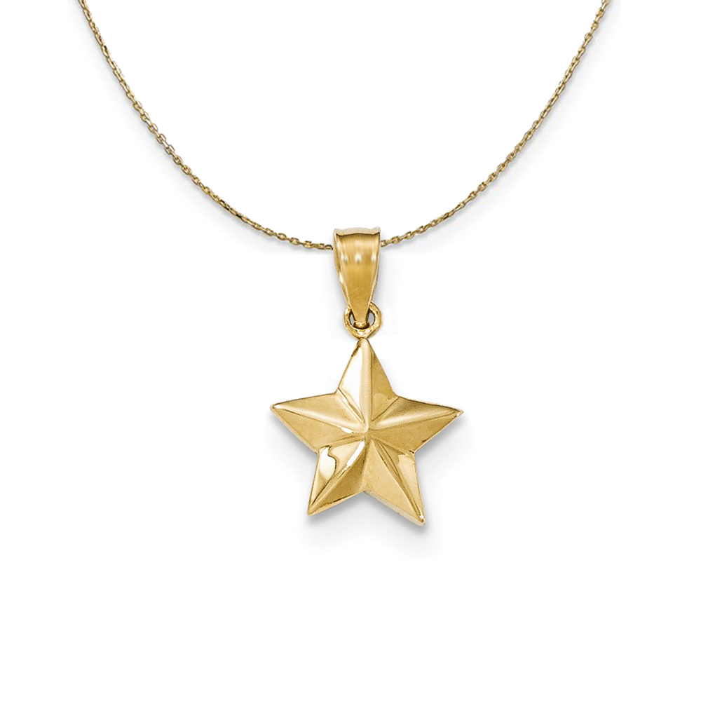 14k Yellow Gold Polished Nautical Star Necklace