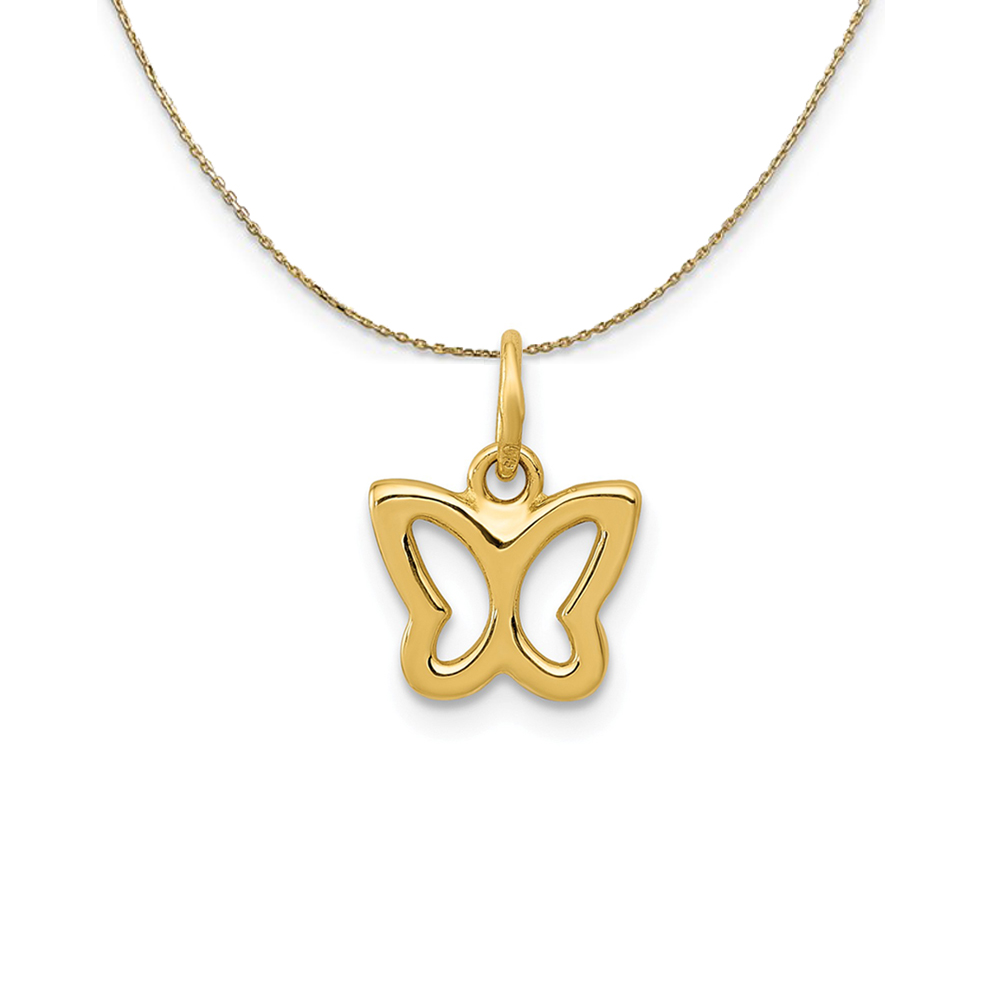 14k Yellow Gold Tiny Butterfly (9mm) Necklace