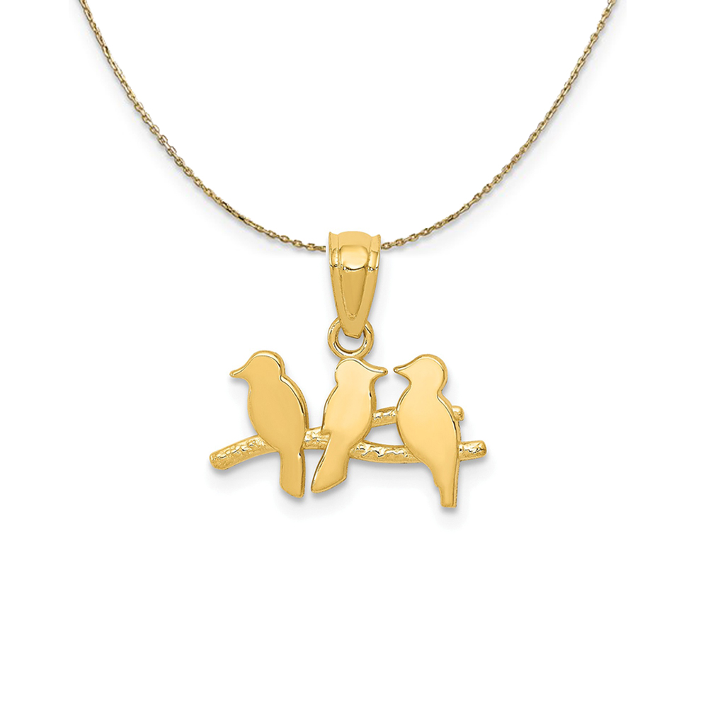 14k Yellow Gold Flock of Birds Necklace