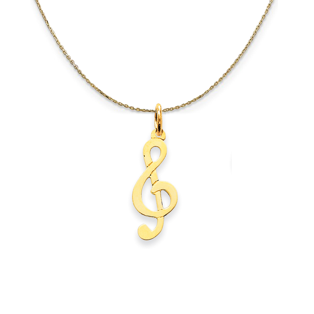 14k Yellow Gold Treble Clef (8mm) Necklace