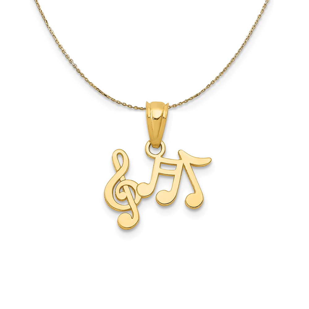 14k Yellow Gold Musical Notes (14mm) Necklace