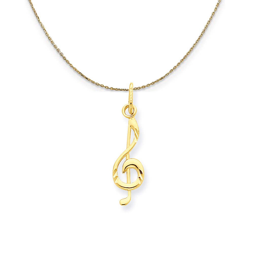 14k Yellow Gold Treble Clef (5 x 21mm) Necklace