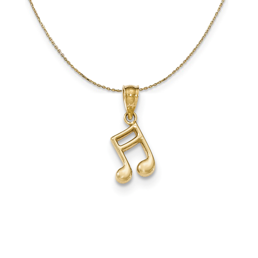 14k Yellow Gold 2D Double Note (8mm) Necklace