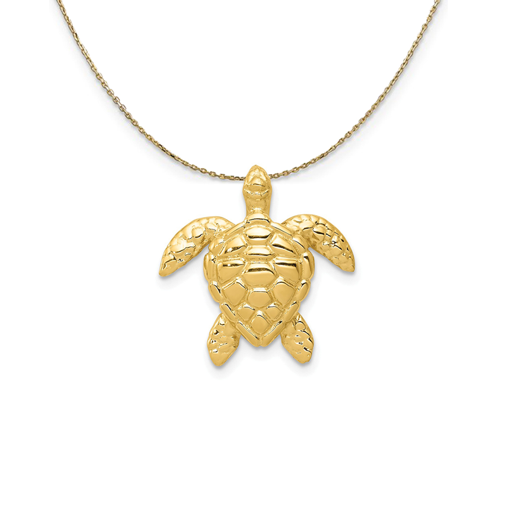 14k Yellow Gold Sea Turtle Slide (18mm) Necklace