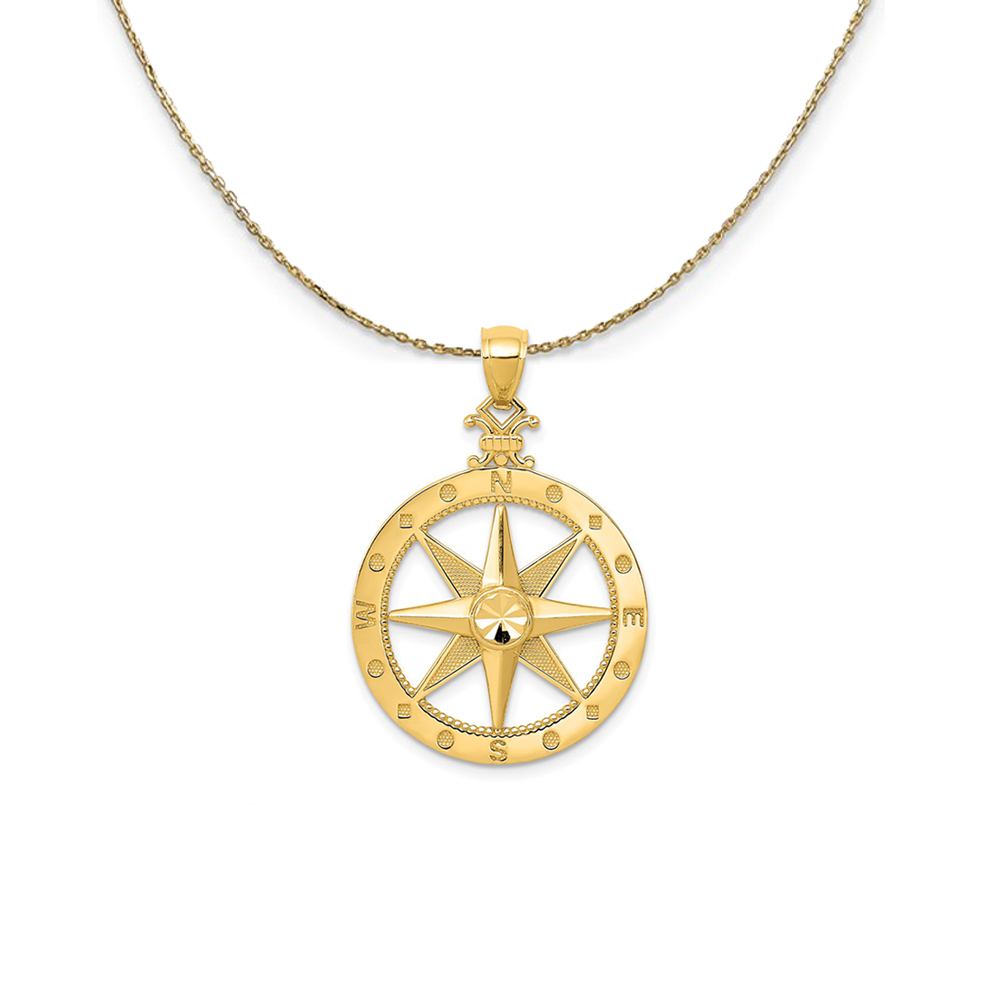 14k Yellow Gold Compass (22mm) Necklace