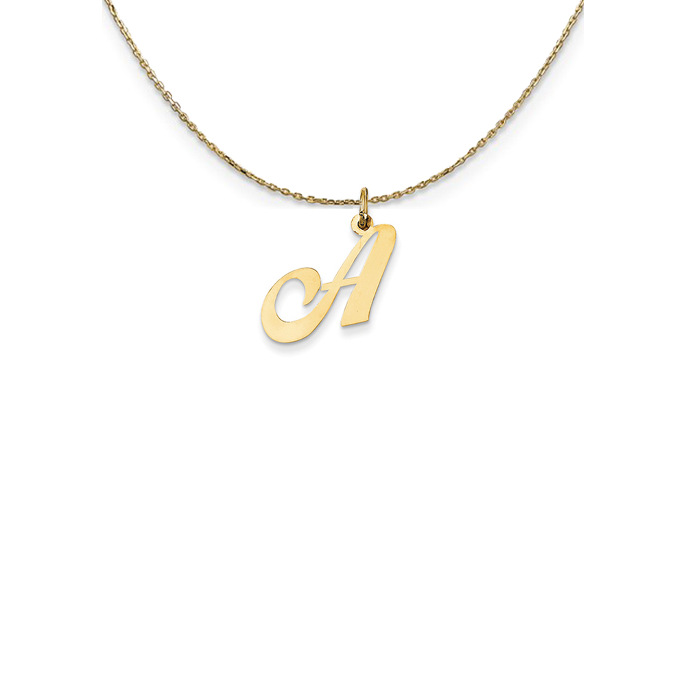 14k Yellow Gold Fancy Script Initial A Necklace