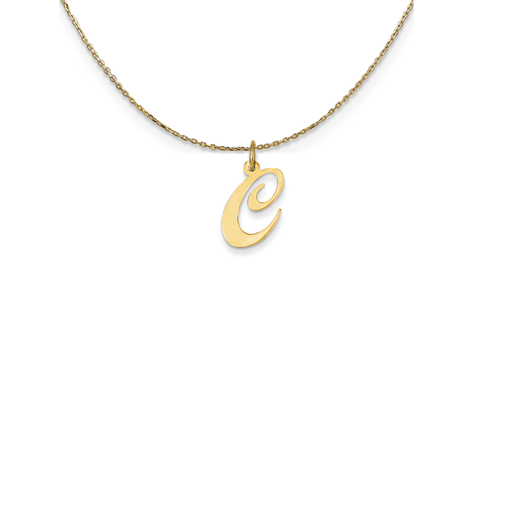14k Yellow Gold Fancy Script Initial C Necklace