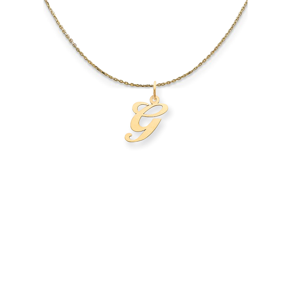 14k Yellow Gold Fancy Script Initial G Necklace
