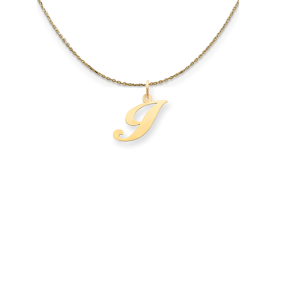 14k Yellow Gold Fancy Script Initial I Necklace