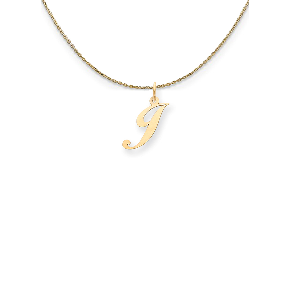 14k Yellow Gold Fancy Script Initial J Necklace