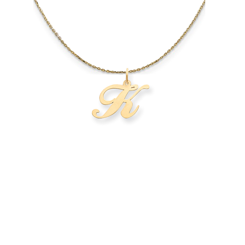 14k Yellow Gold Fancy Script Initial K Necklace