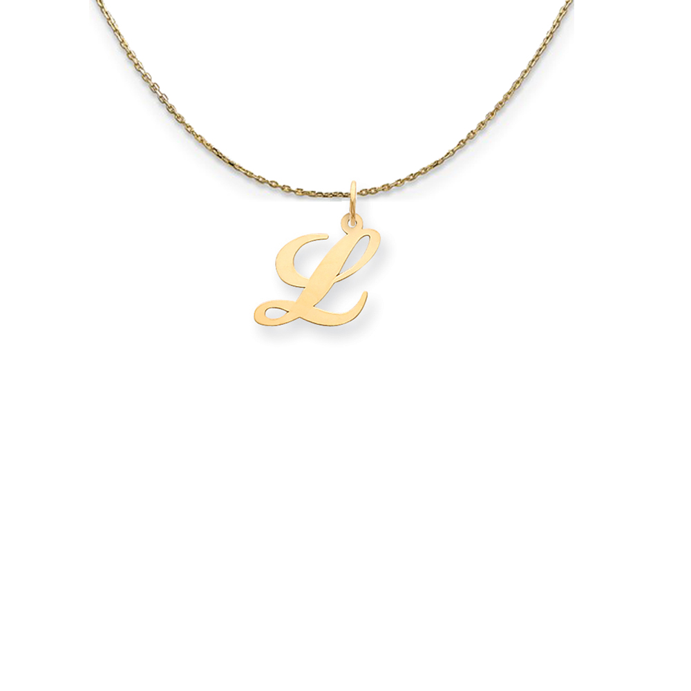 14k Yellow Gold Small Fancy Script Initial Necklace