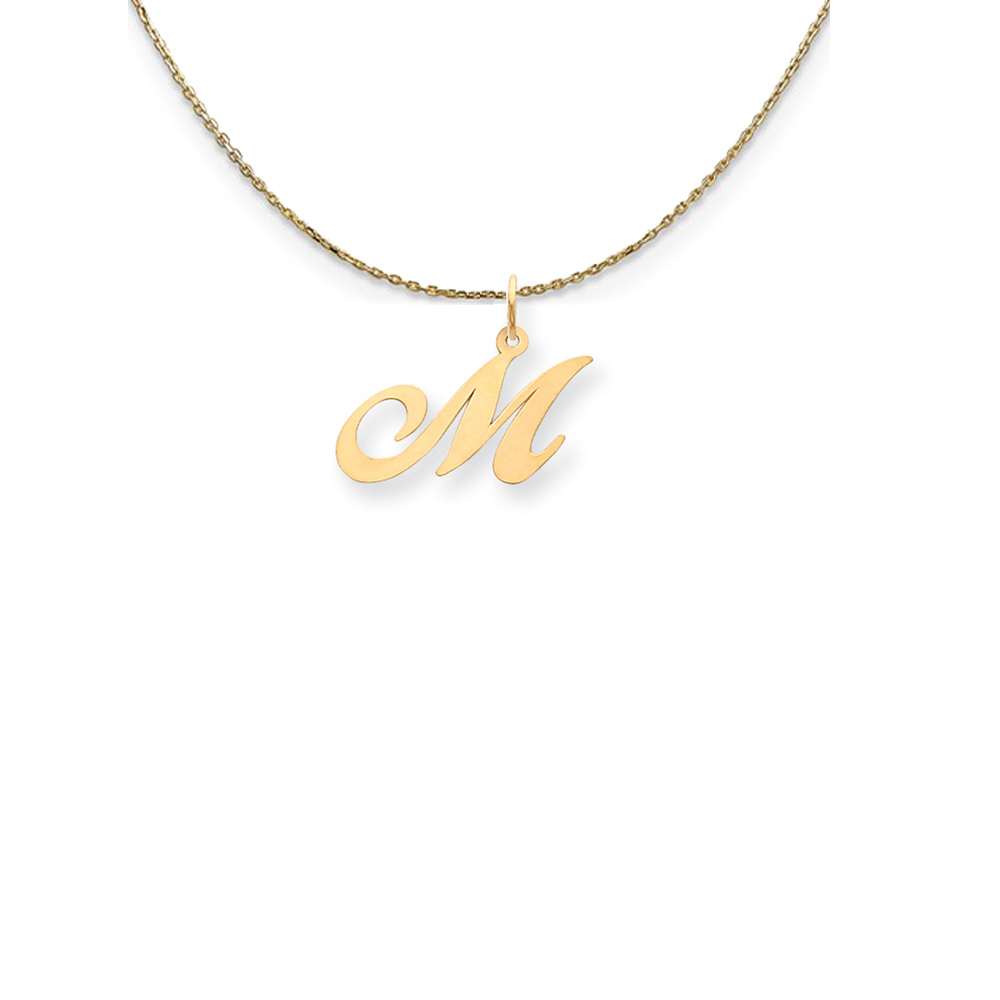 14k Yellow Gold Small Fancy Script Initial Necklace