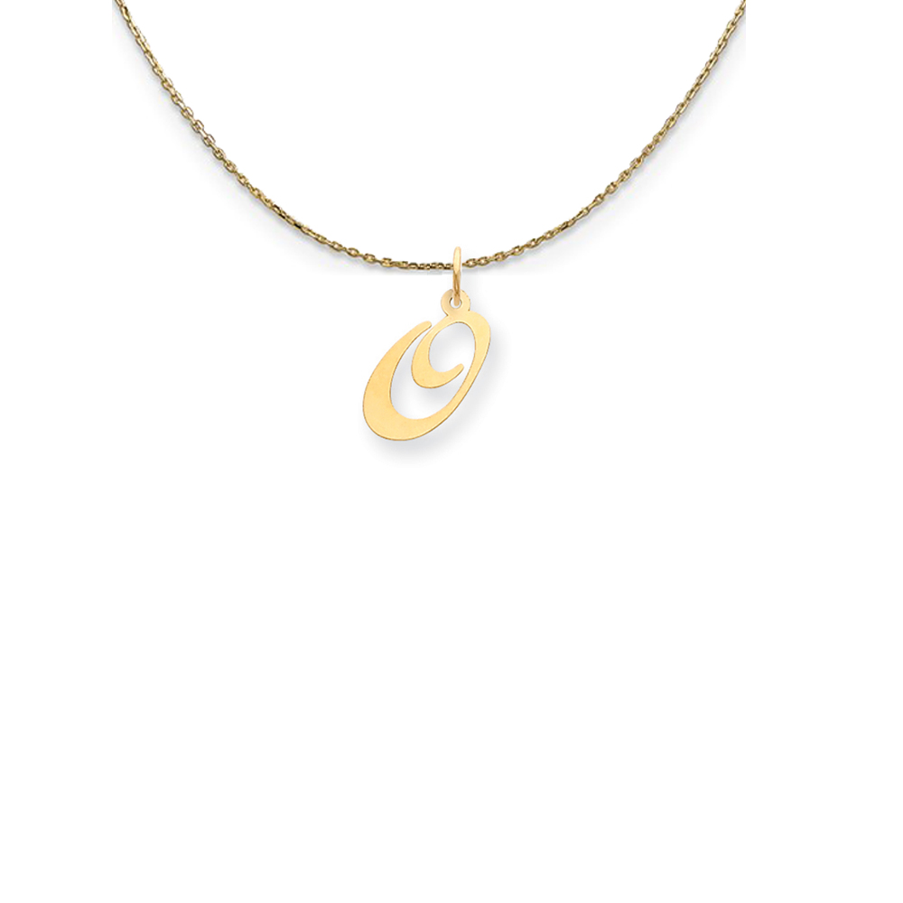 14k Yellow Gold Fancy Script Initial O Necklace