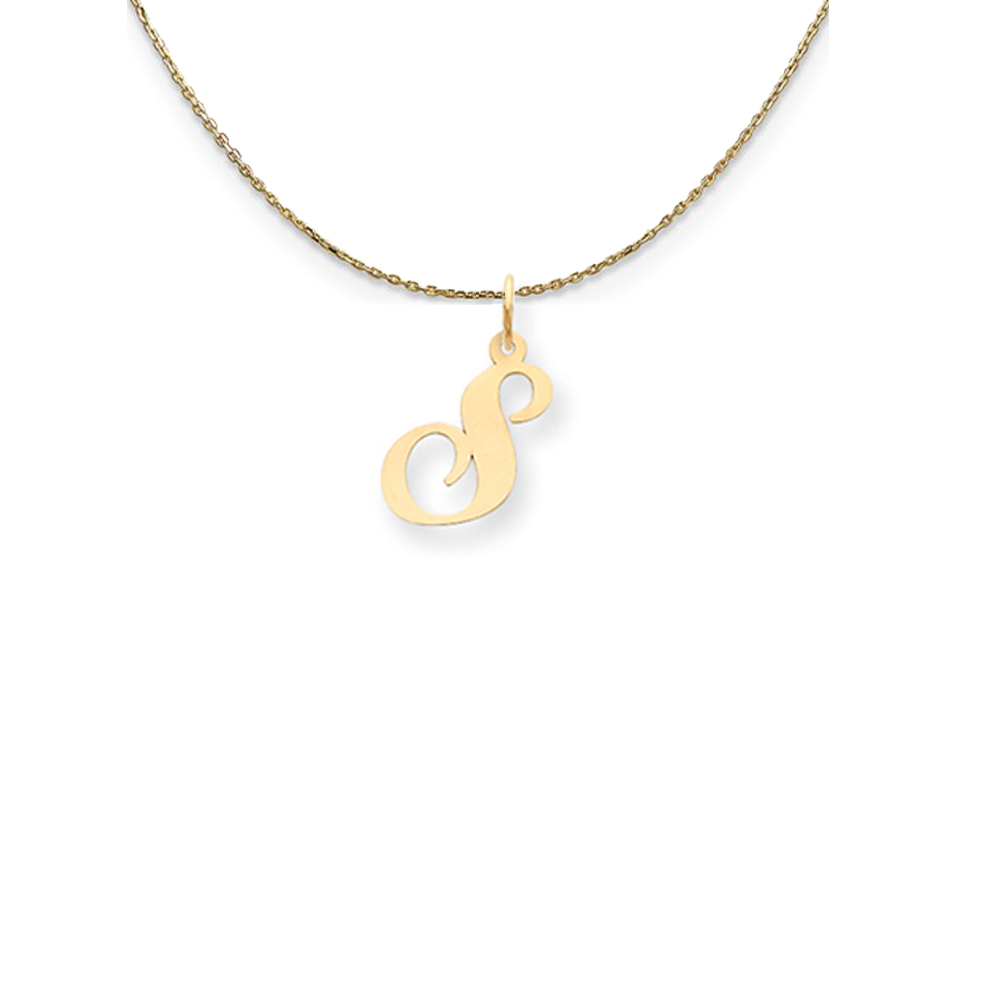 14k Yellow Gold Small Fancy Script Initial Necklace