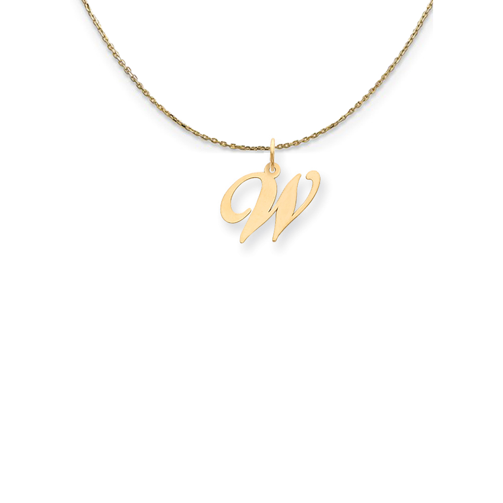 14k Yellow Gold Fancy Script Initial W Necklace
