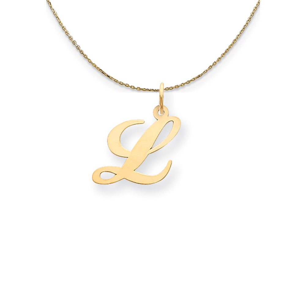 14k Yellow Gold LG Fancy Script Initial Necklace