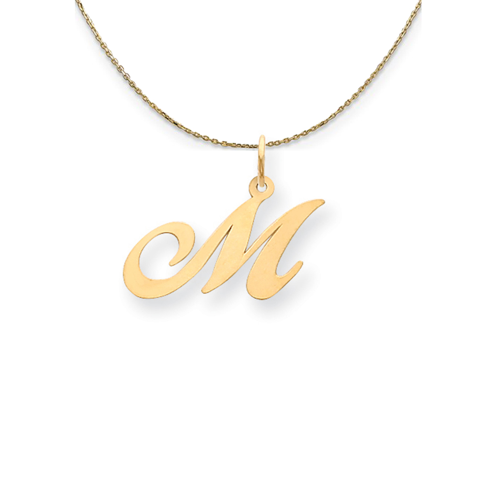 14k Yellow Gold LG Fancy Script Initial Necklace