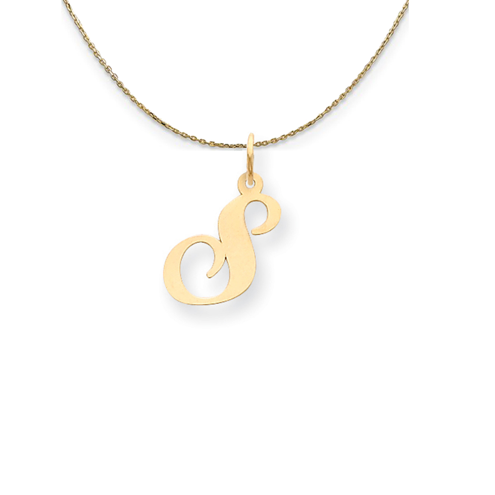 14k Yellow Gold LG Fancy Script Initial Necklace