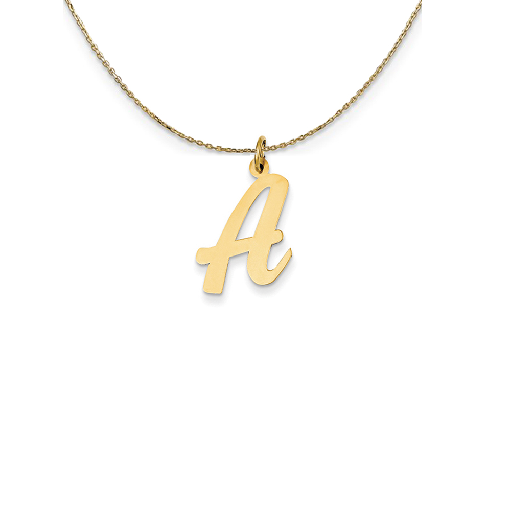 14k Yellow Gold Script Initial A Necklace