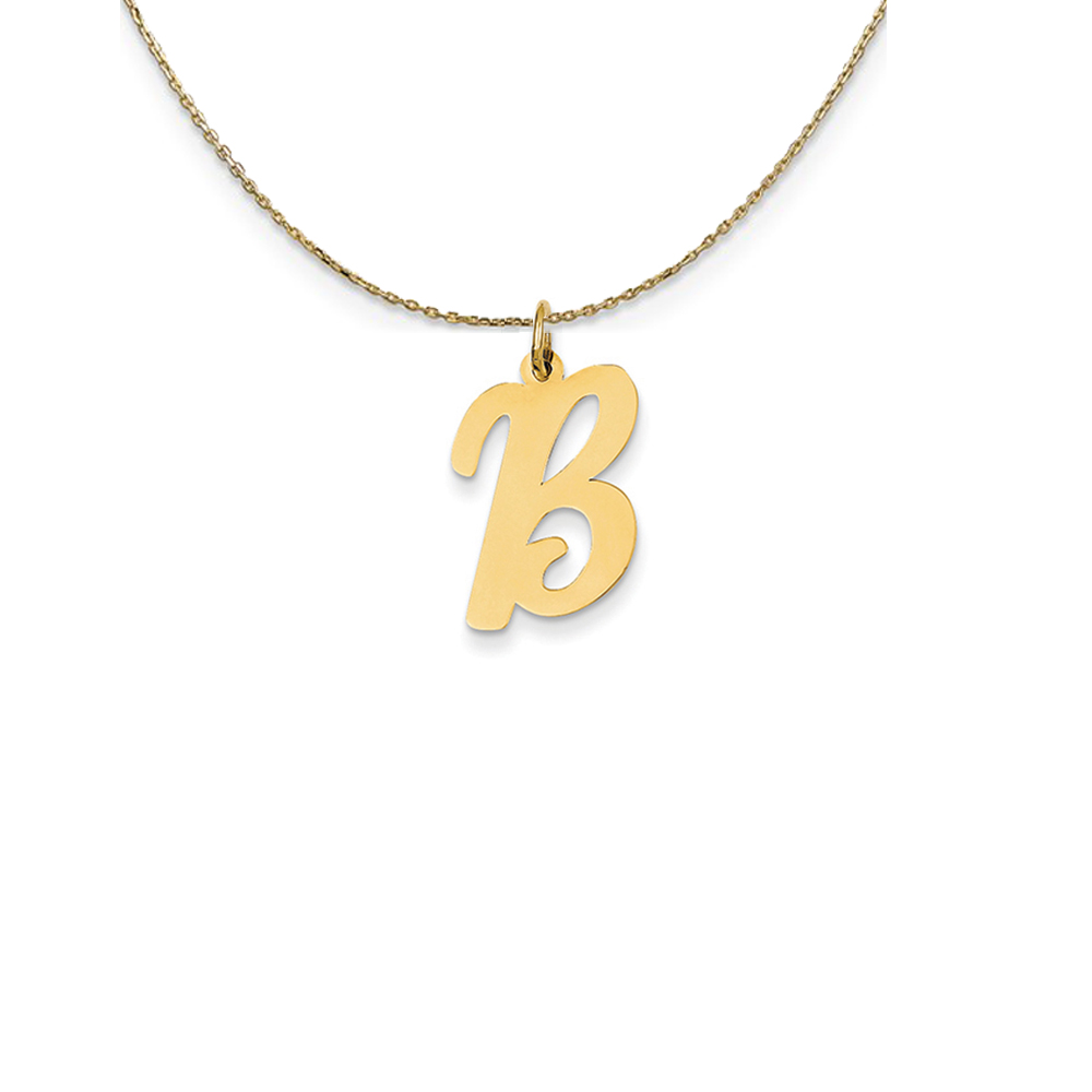 14k Yellow Gold Script Initial B Necklace