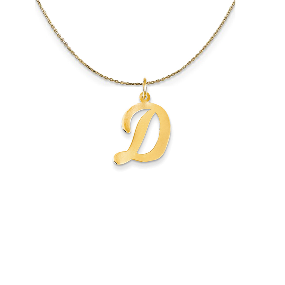 14k Yellow Gold Script Initial D Necklace
