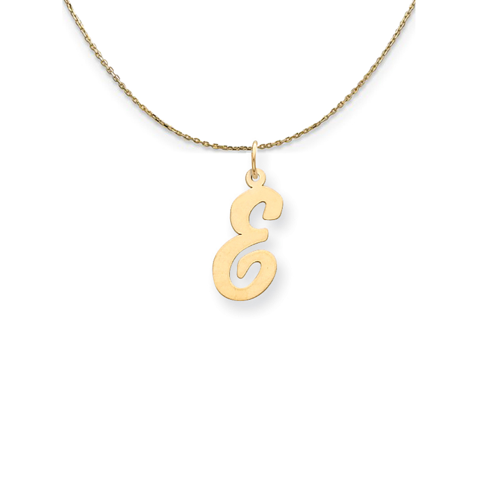 14k Yellow Gold Script Initial E Necklace