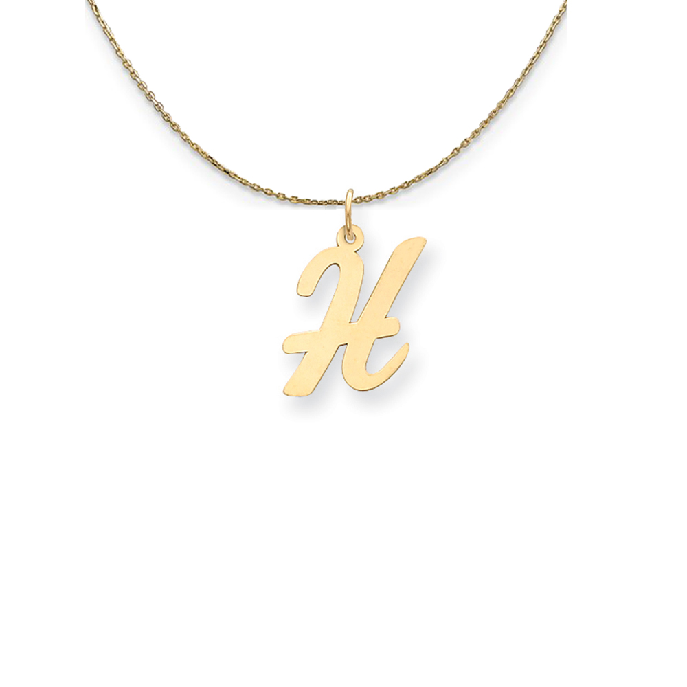 14k Yellow Gold Script Initial H Necklace
