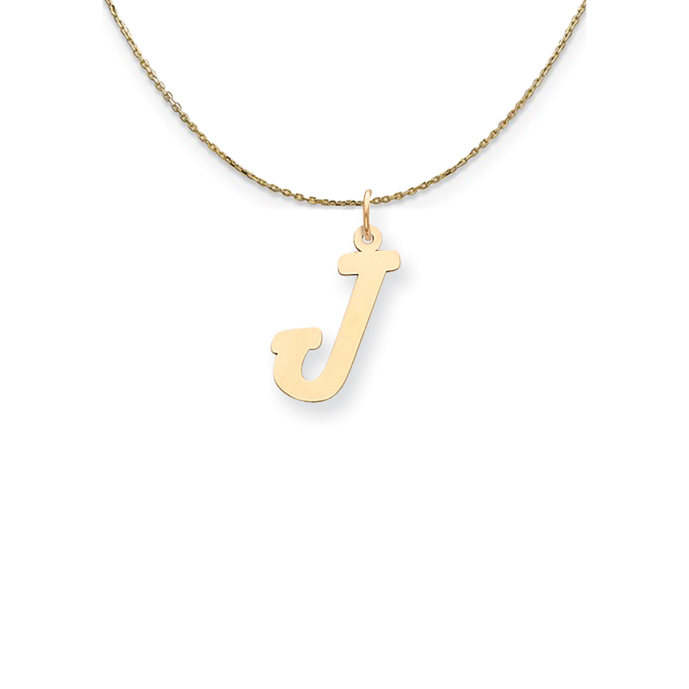 14k Yellow Gold Script Initial J Necklace