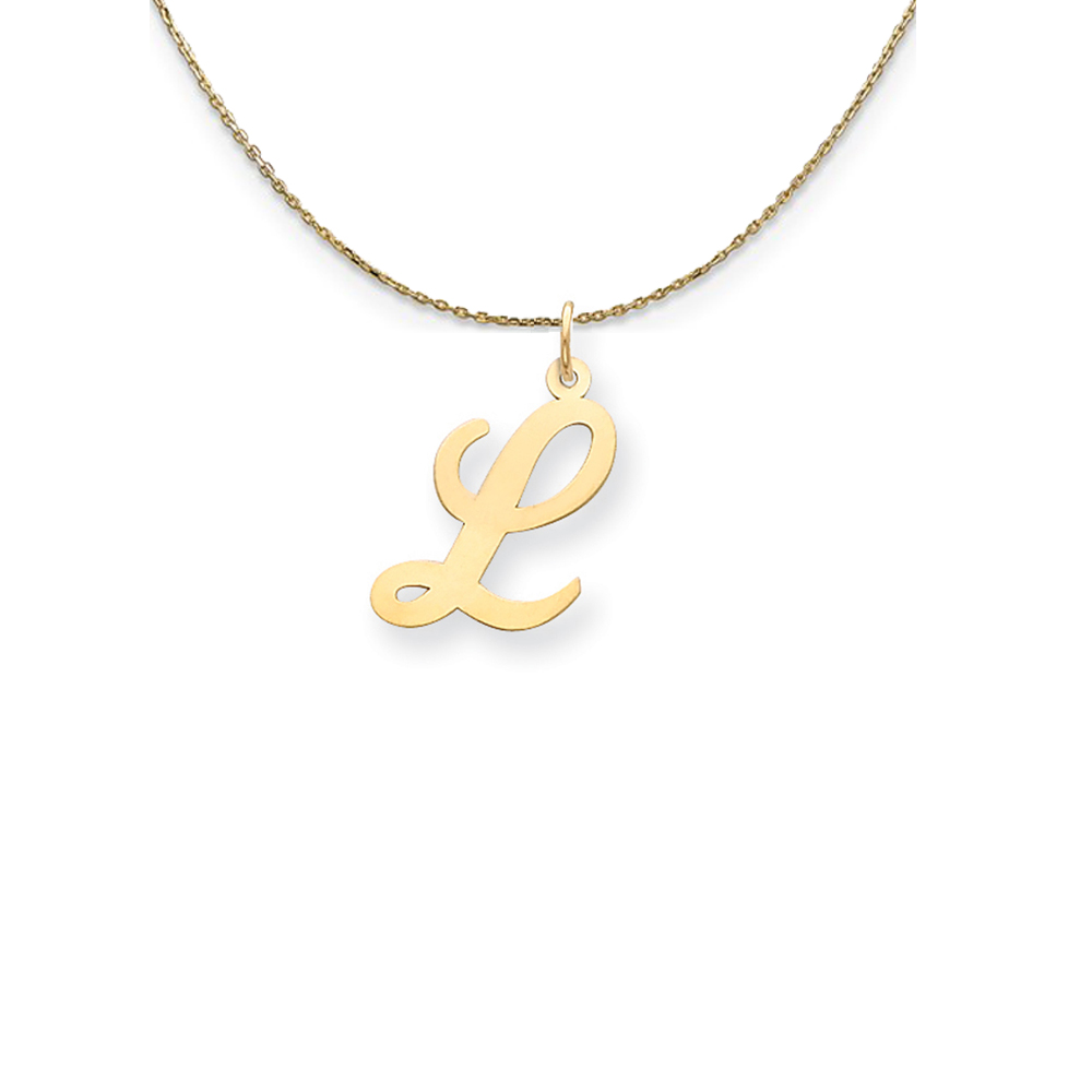14k Yellow Gold Medium Script Initial Necklace