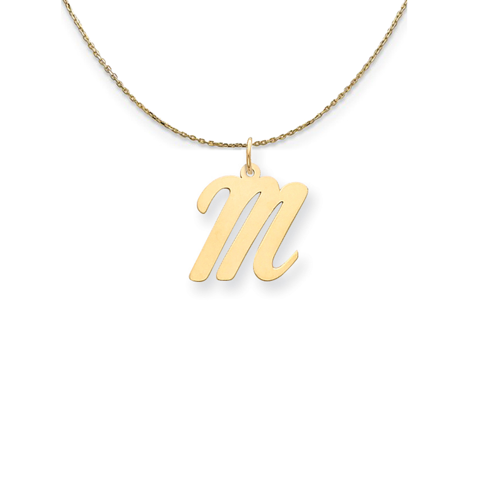 14k Yellow Gold Medium Script Initial Necklace